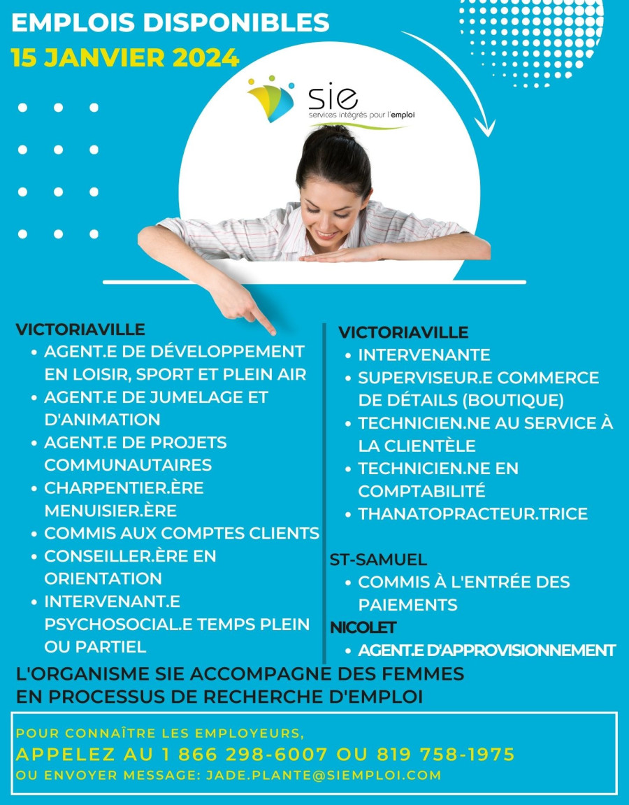 Emplois disponibles  | 15 janvier