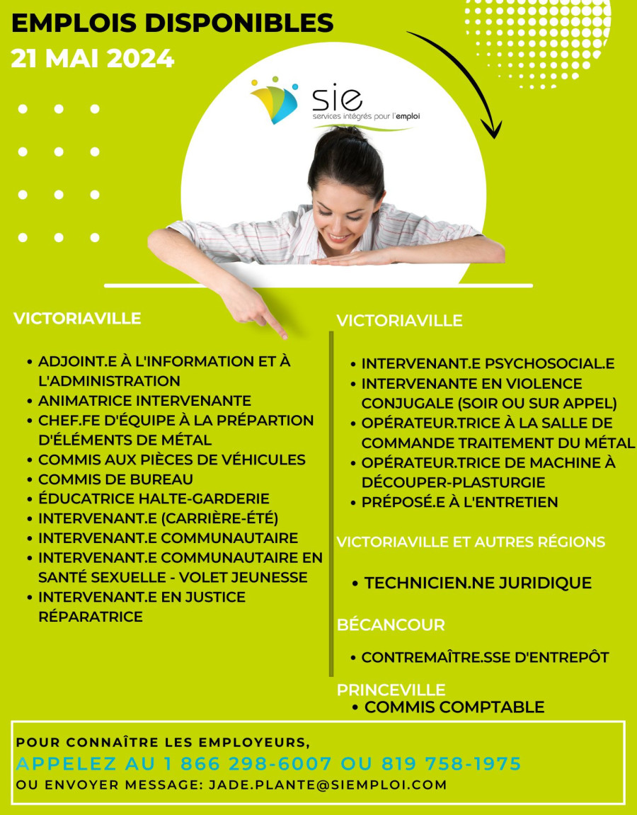 Des emplois pour vous ! Ce 21 mai 2024