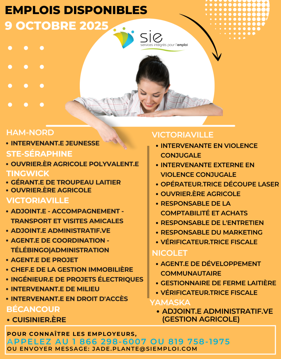 Emplois disponibles | 9 octobre 2025