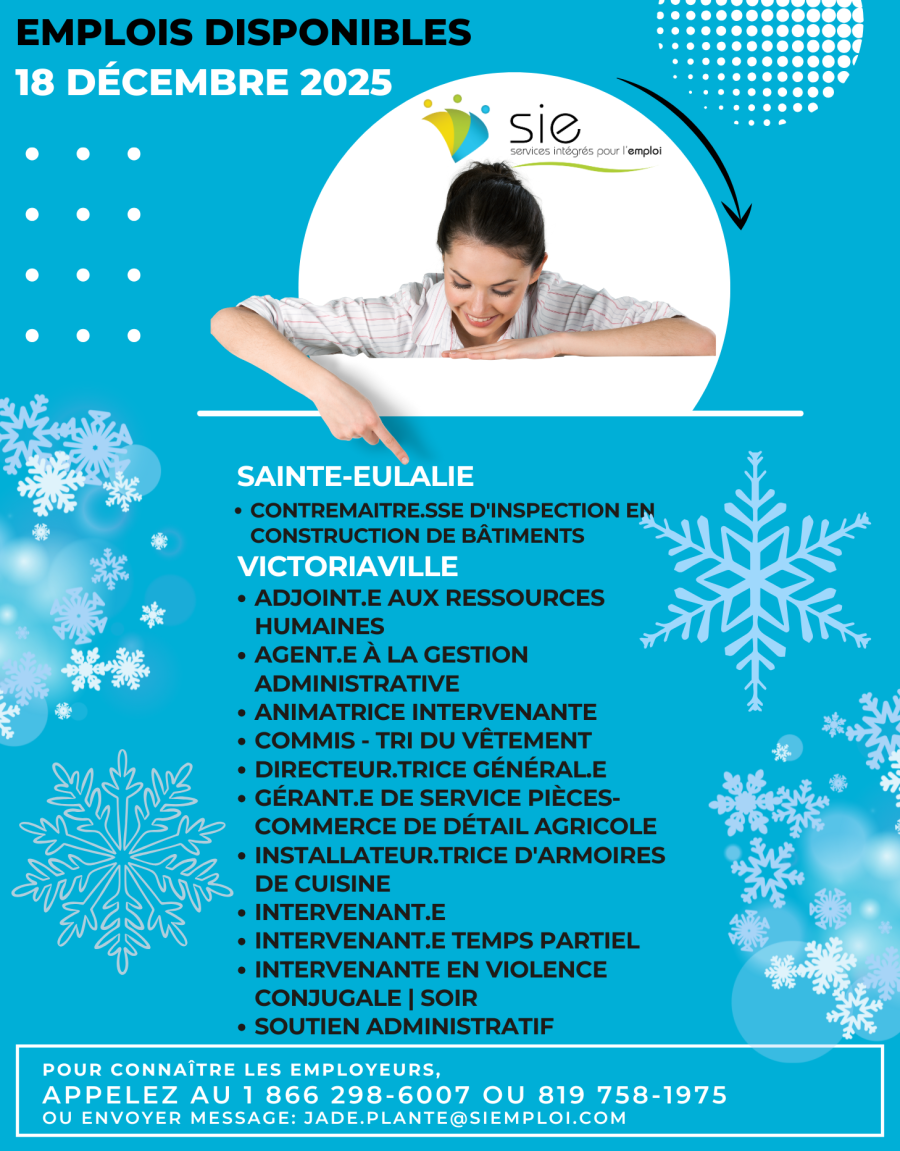 Emplois disponibles | 18 décembre 2025