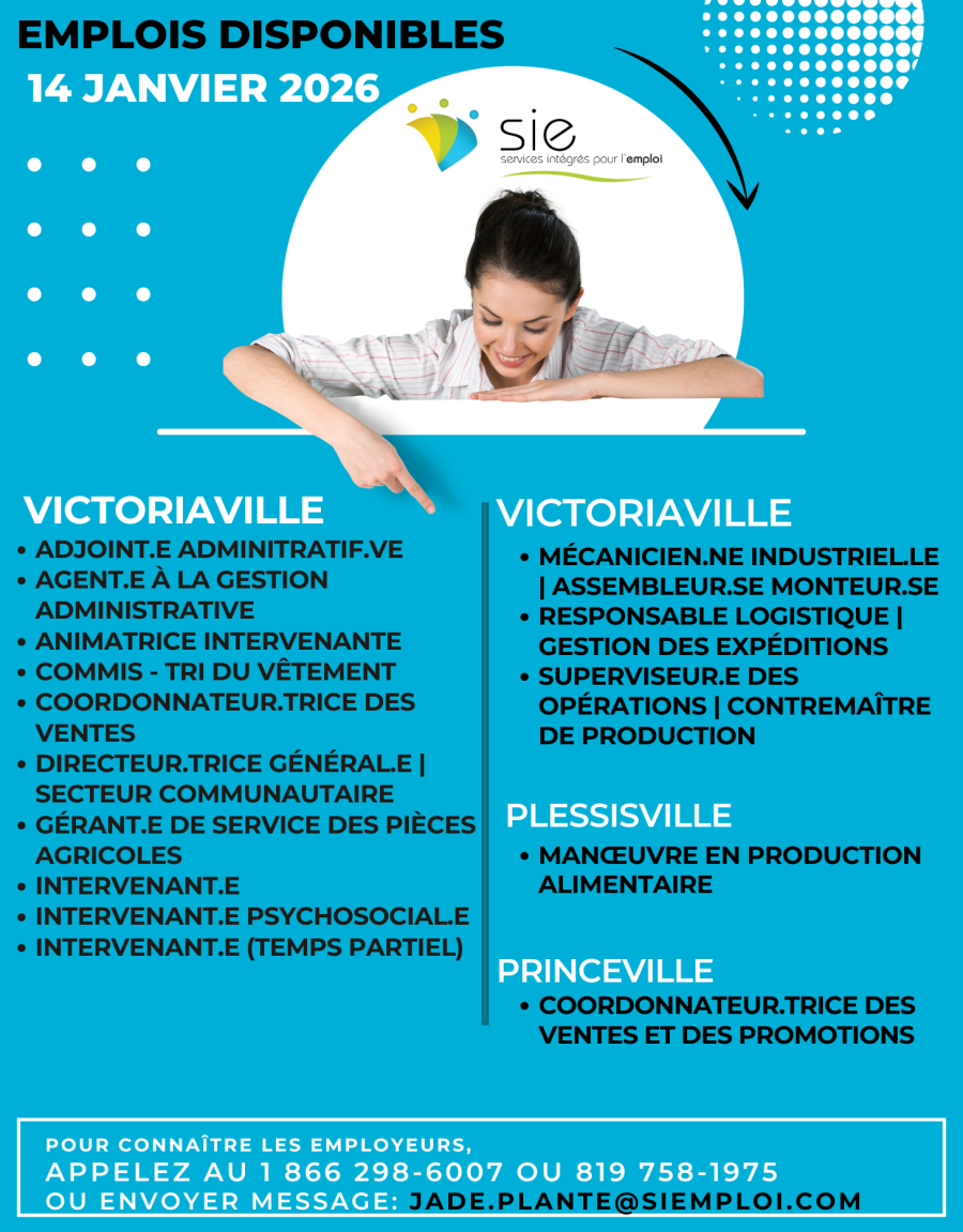 Emplois disponibles | 14 janvier 2026