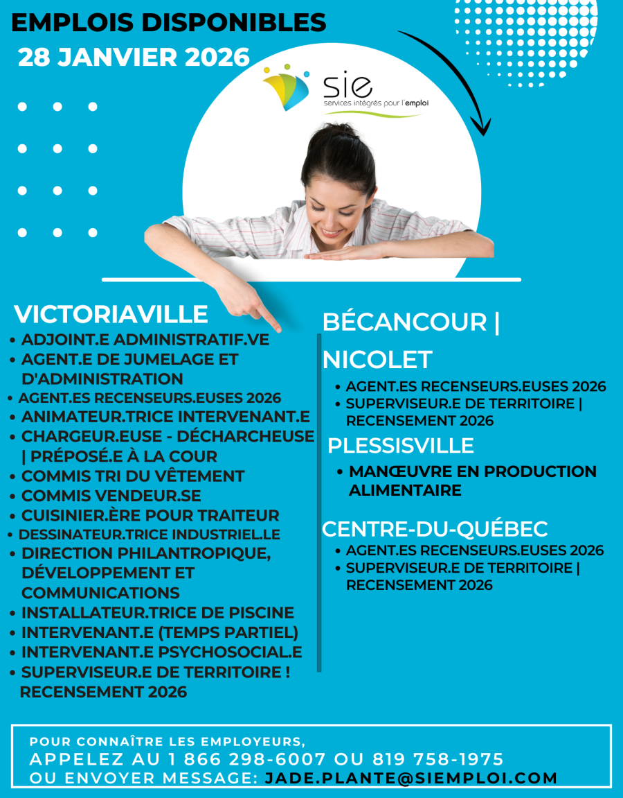 Emplois disponibles | 28 janvier 2026