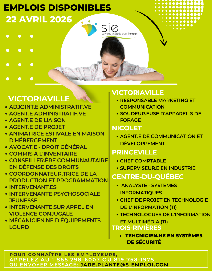 EMPLOIS | 22 AVRIL 2026