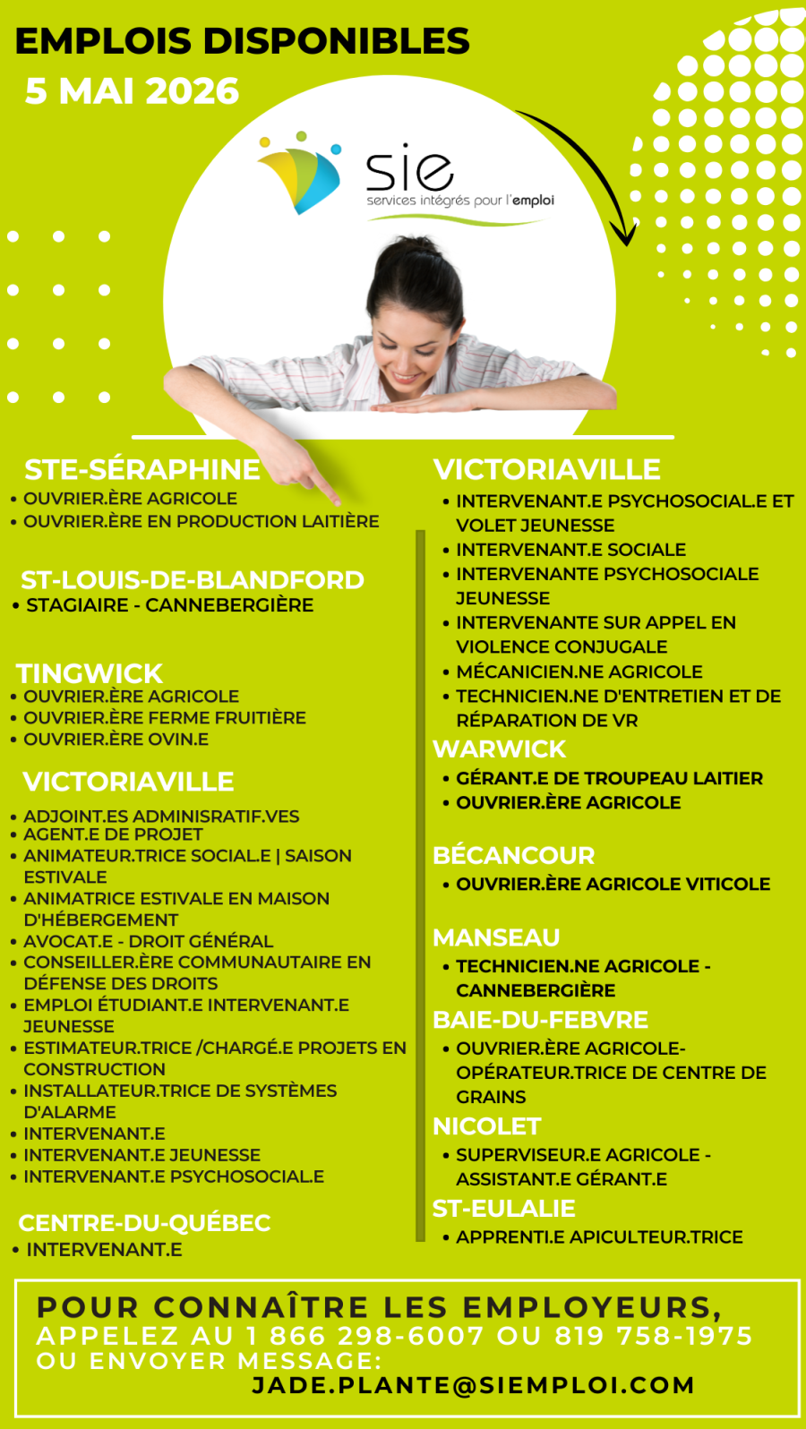 EMPLOIS DISPONIBLES | 5 MAI 2026