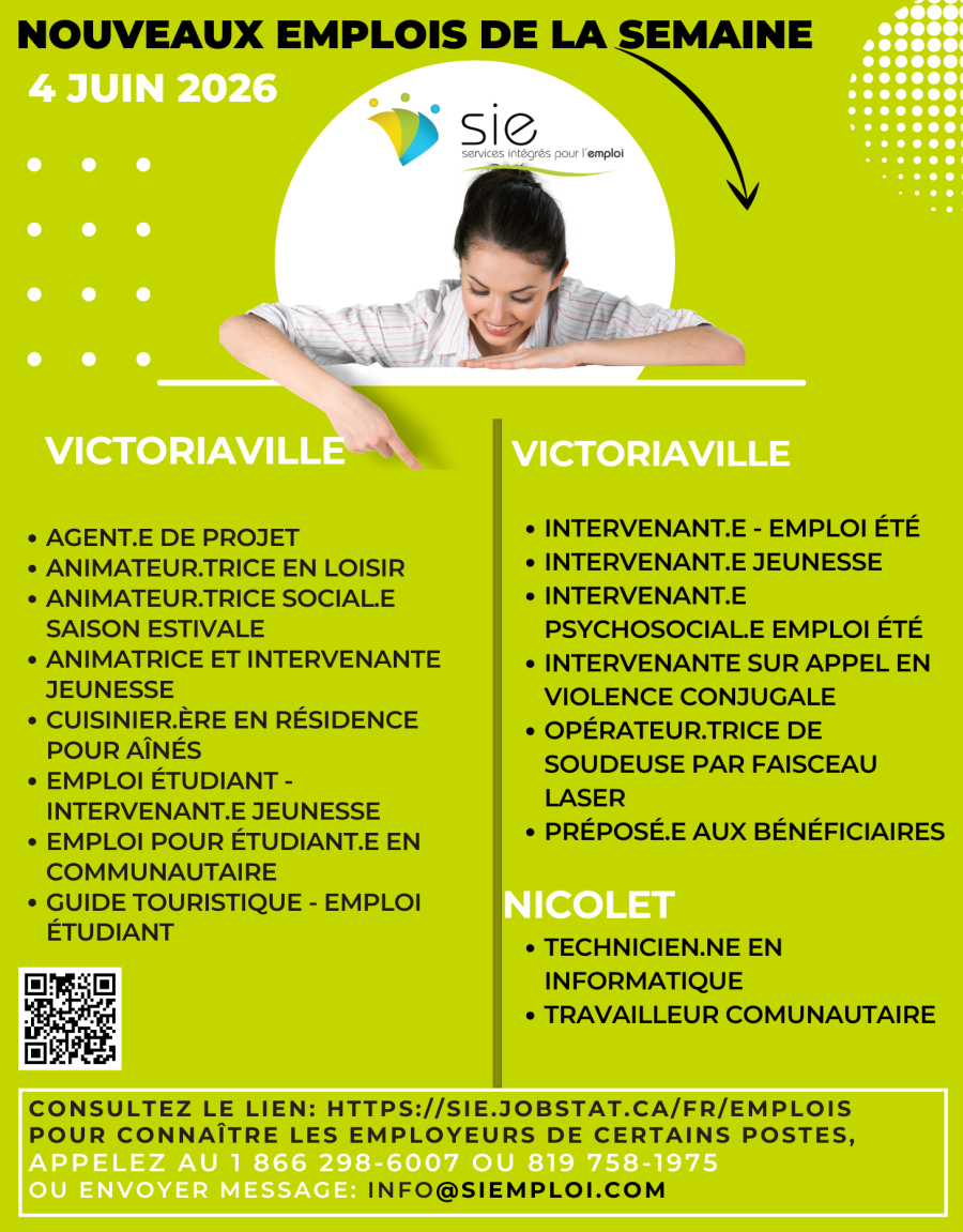 Nouveaux emplois de la semaine | 4 juin 2026