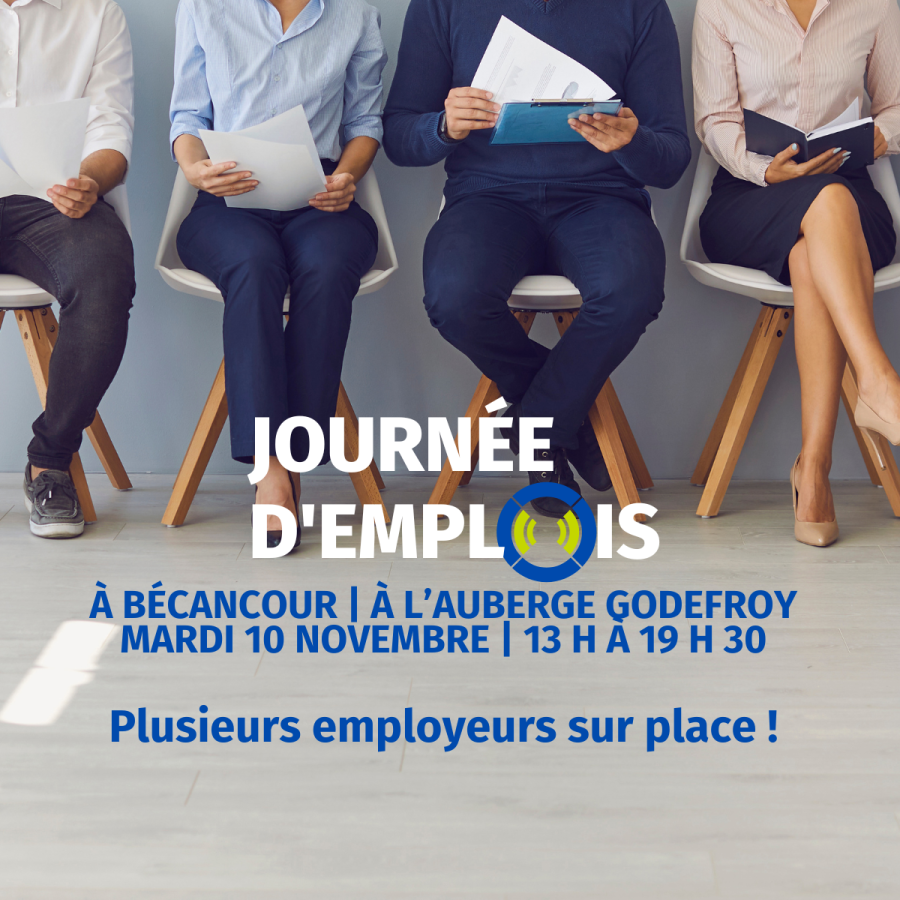 JOURNÉE D'EMPLOIS À BÉCANCOUR LE 10 NOVEMBRE 2026