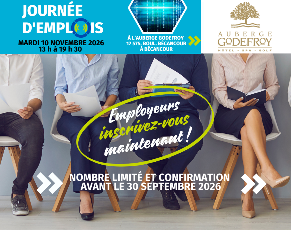 EMPLOYEURS : INSCRIVEZ-VOUS À LA JOURNÉE D'EMPLOIS DE BÉCANCOUR